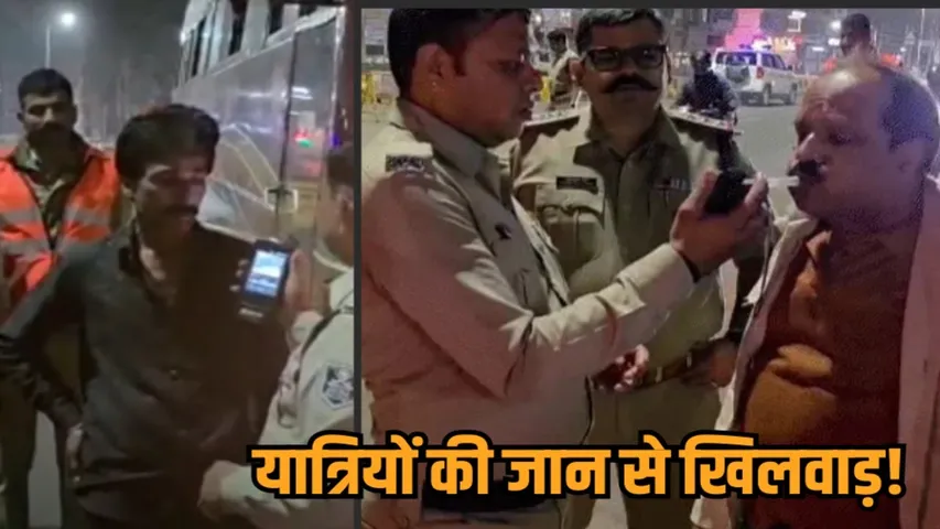 indore drunk bus driver arrested vijay nagar police checking no permit hindi news zvj