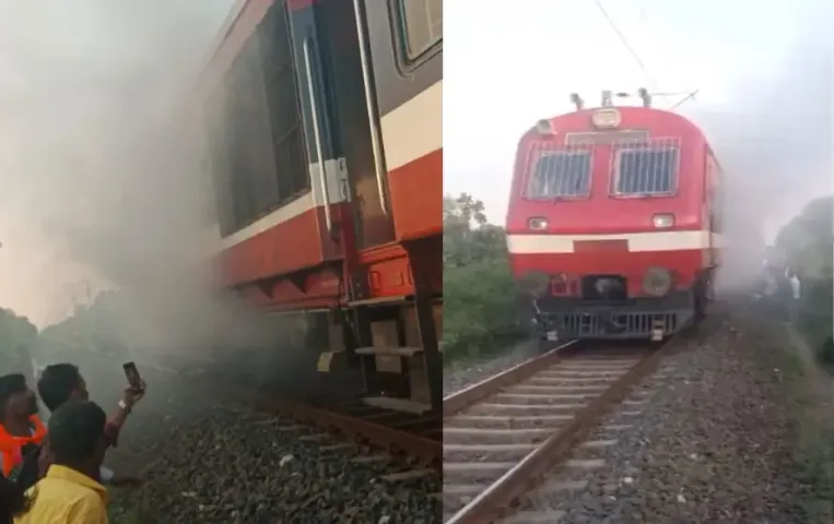 इंदौर-रतलाम डेमू ट्रेन के इंजन में आग: पायलट ने ट्रेन देखकर रोकी ट्रेन, सामान लेकर खेतों में भागे यात्री