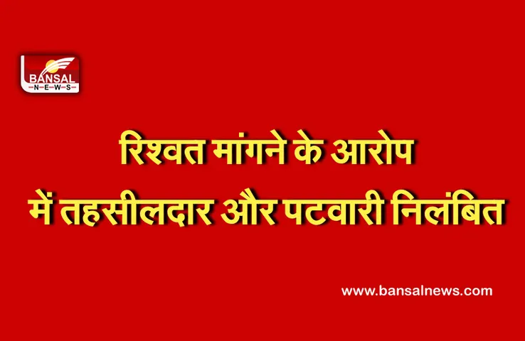 CG NEWS:रिश्वतखोरी के आरोप में तहसीलदार और पटवारी निलंबित, इस काम के लिए मांगे थे पैसे
