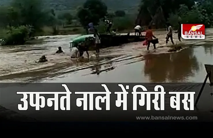 Sheopur Bus Accident: उफनते नाले में गिरी बस, मुश्किल से यात्रियों को निकाला, वीडियो वायरल