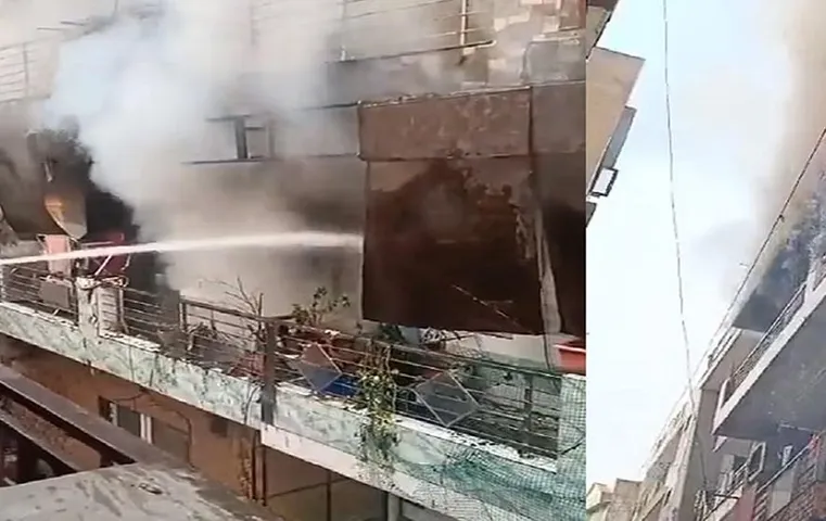 Delhi Fire: LPG सिलेंडर में धमाके के बाद इमारत में लगी भीषण आग, मौके पर 8 दमकल की गाड़ियां पाया काबू