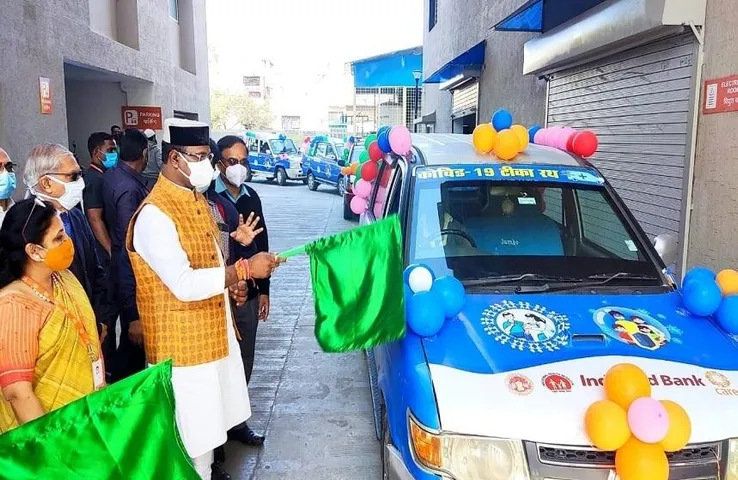 Vishvash Sarang News : 5 वैक्सीनेशन रथों को हरी झंडी दिखाकर मंत्री विश्वास सारंग किया रवाना