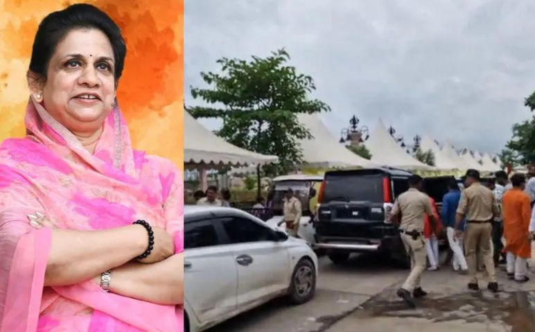 the convoy of bjp mla gayatri raje son vikram singh entered mahakal lok in ujjain