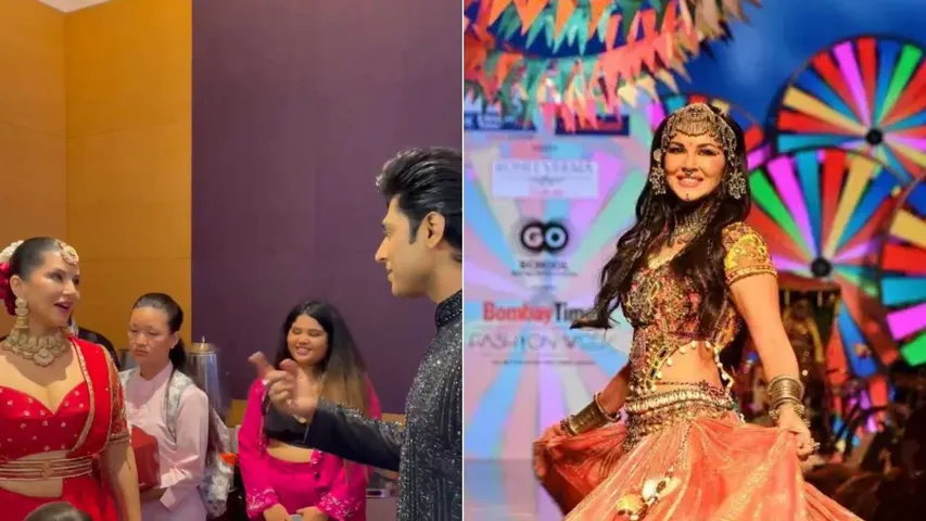 Sunny Leone Meets Top Brands' Anchor Sachin Kumbhar at Bombay Times Fashion Week 2024