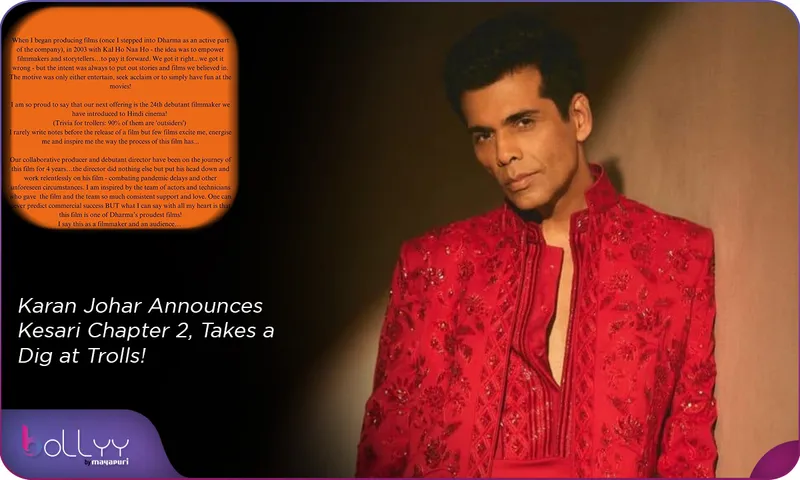 Kesari Chapter 2 Karan Johar Announces Kesari Chapter 2, Takes a Dig at Trolls!
