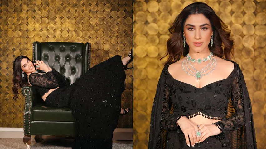 Delbar Arya Stuns in an All-Black Lehenga Choli