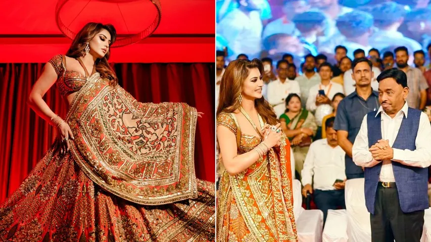 Urvashi Rautela Stuns in Rs 7 Lakh Lehenga at Narayan Rane’s Event