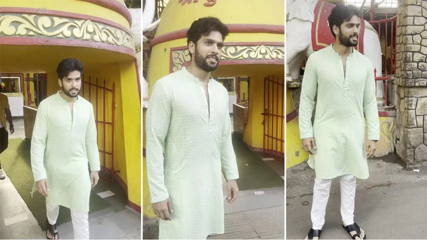 Sai Ketan Rao's Handsome Traditional Kurta Look at Temple Visit