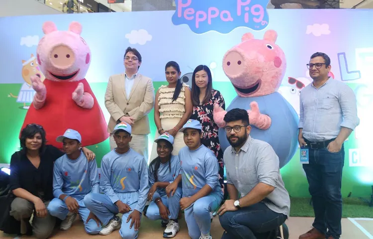 Mithali-Raj-at-Peppa-Plays-Cricket-Grand-Finale-Event-with-Peppa-Pig-and-George
