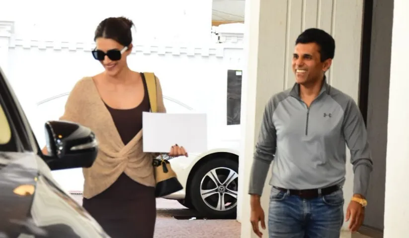 Actress Kriti Sanon gets snapped outside Veteran Producer Anand Pandit's office