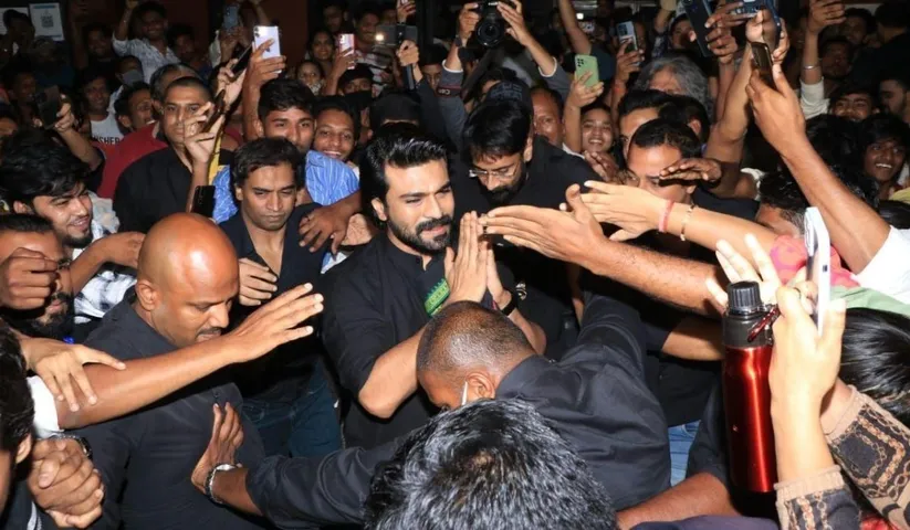 Actor Ram Charan Surprises fan by Visiting Gaiety Galaxy in Mumbai