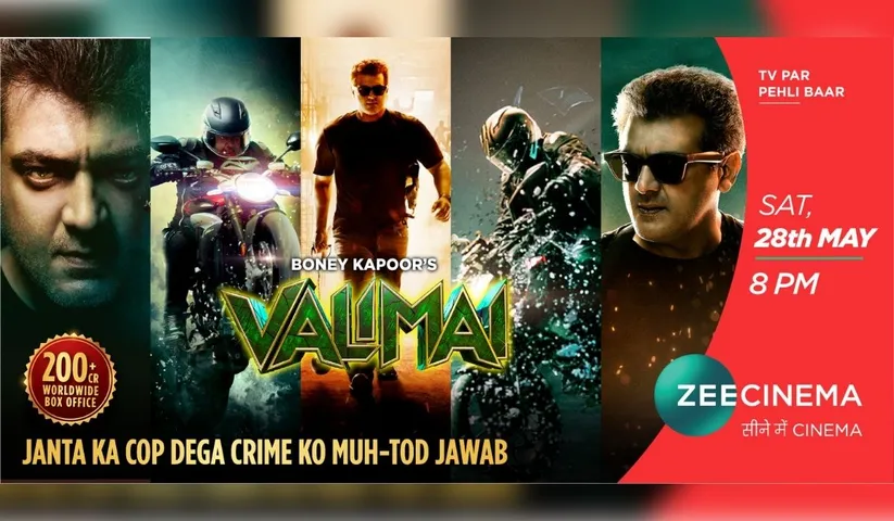 Biggest action entertainer ‘Valimai’ is set to have its World Television Premiere on Zee Cinema