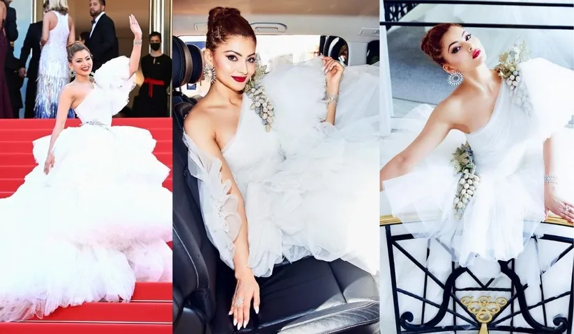 Urvashi Rautela turns Snow White in 2Cr 86 L Tony ward grapes gown as she makes debut Cannes film festival in French Riviera