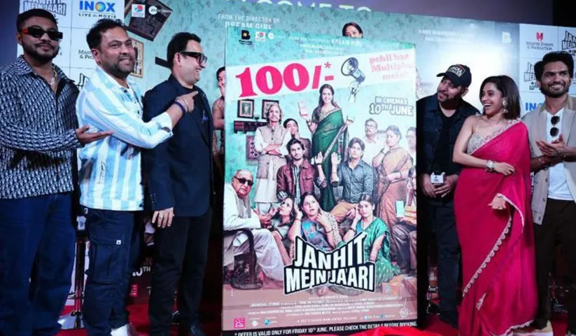 Janhit Mein Jaari makers announce Rs.100 ticket on release day at Delhi press conference
