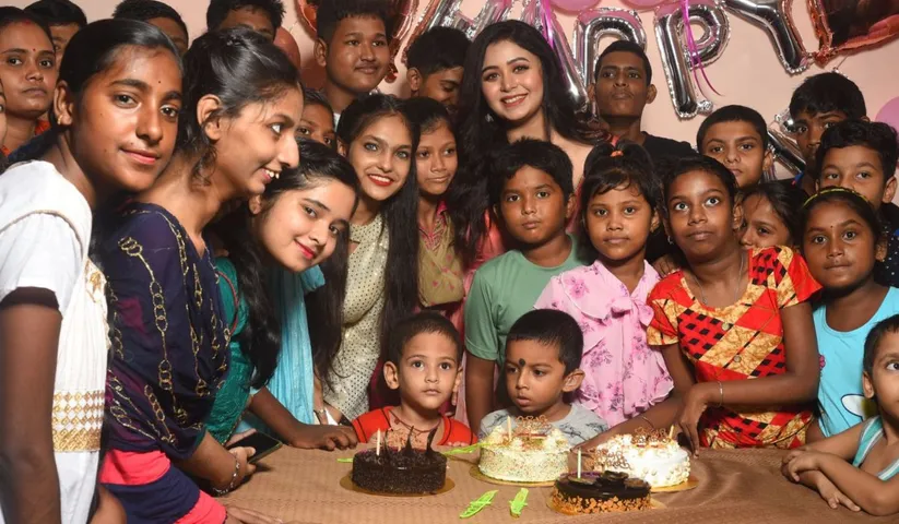 Ritabhari Chakraborty throws a birthday bash for the students in her school.