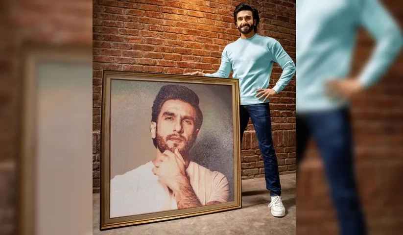 Fan gifts Ranveer a portrait bedazzled with 100,000 crystals for his birthday!