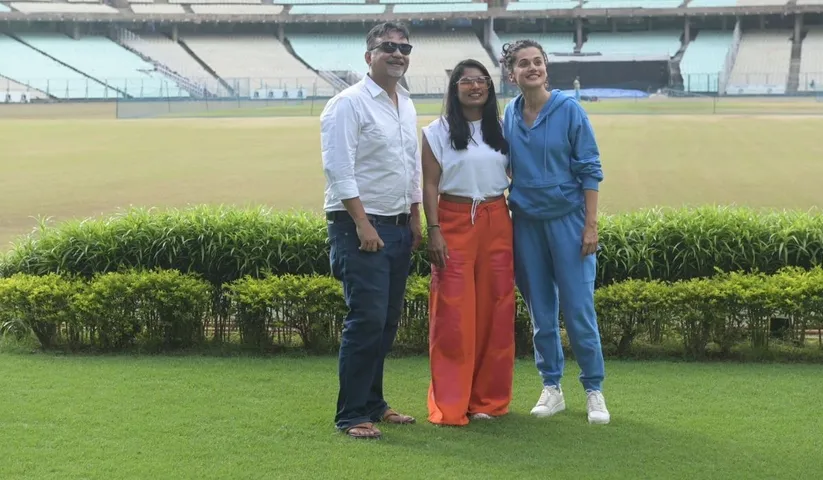 Cricket Icon Mithali Raj, Actress Taapsee Pannu & Srijit Mukherji promote Shabaash Mithu at Eden Gardens in Kolkata