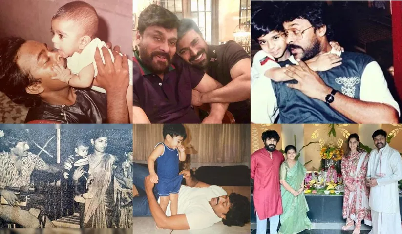 These heartwarming pictures of Mega Star Chiranjeevi and Mega Power Star Ram Charan depict the loving relationship between father and son