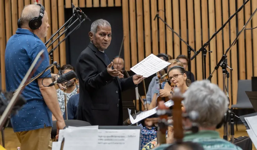 Music maestro Ilaiyaraaja records with the symphony orchestra in Budapest for Papa Rao Biyyala's Music School