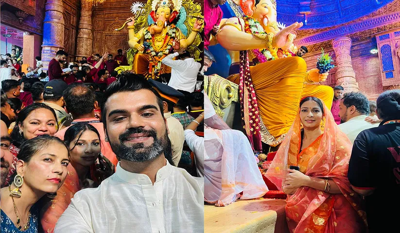 Tanishaa Mukerji looked graciously beautiful as she reached Lalbaughcha Raja for Darshan