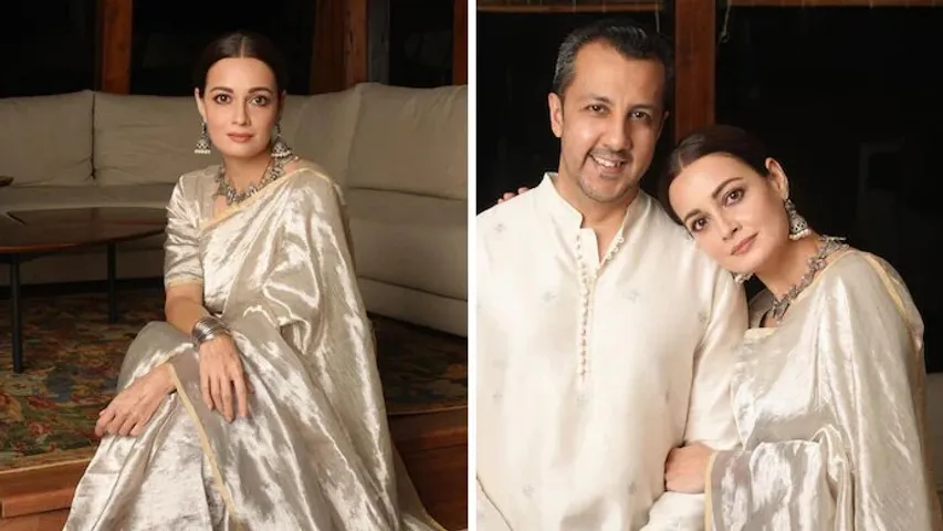 Dia Mirza solo and with husband Vaibhav Rekhi