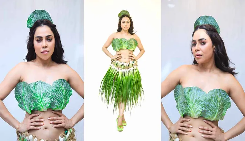 <strong>Nikita Rawal goes green, photoshoot with vegetables Viral on internet</strong>