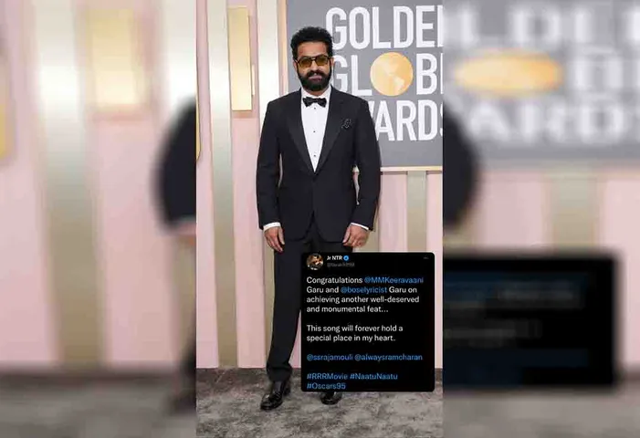 <strong>RRR creates HISTORY as Naatu Naatu earns Best Original Song nomination at the Oscars 2023, Man of Masses NTR Jr congratulates M.M Keeravaani and Chandra Bose !</strong>