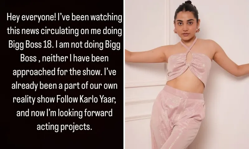 Asfi Javed Clarifies She’s Not Joining Bigg Boss 18, Eyes Acting Roles