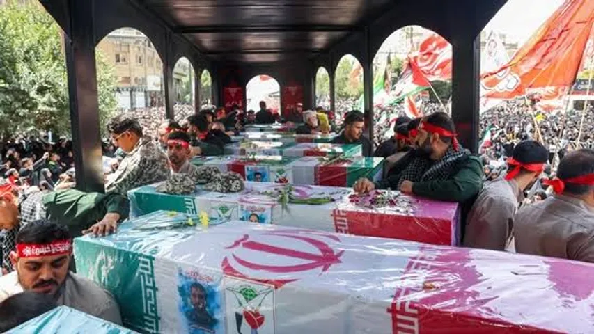 Iran holds funeral for top brass killed in war with Israel