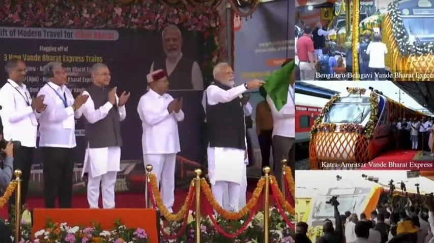 PM Narendra Modi flags off three Vande Bharat trains from KSR Railway Station in Bengaluru