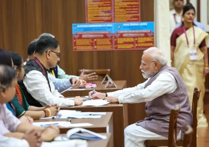 Polling underway for vice presidential election; PM Modi casts first vote