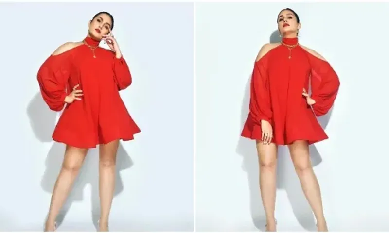 Huma Qureshi's short fiery red dress is the perfect date night outfit this summer