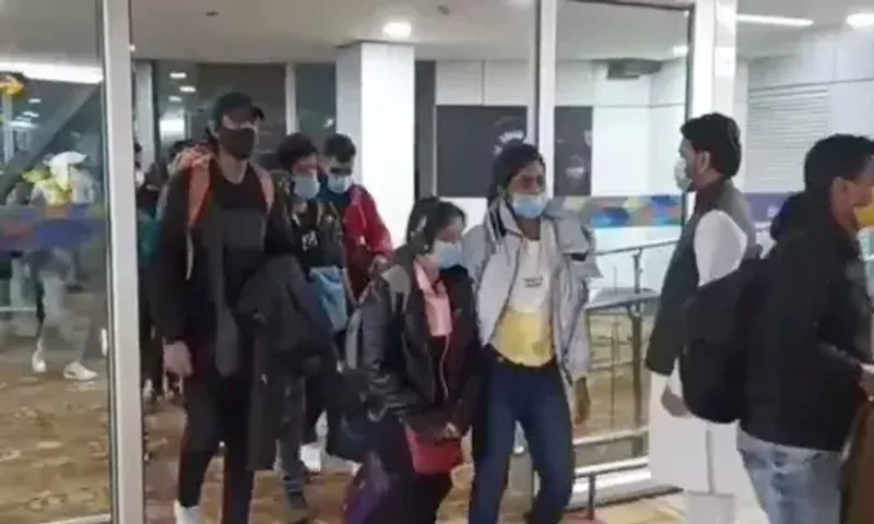 Operation Ganga: I&B Minister Anurag Thakur welcomes another batch of Indian students at Delhi airport