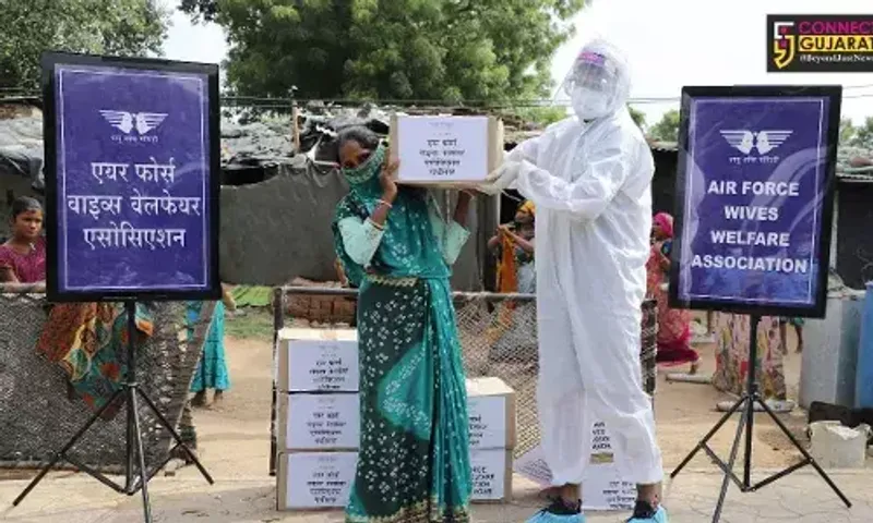 Air Force Wives Welfare Association distributes ration packets under community assistance