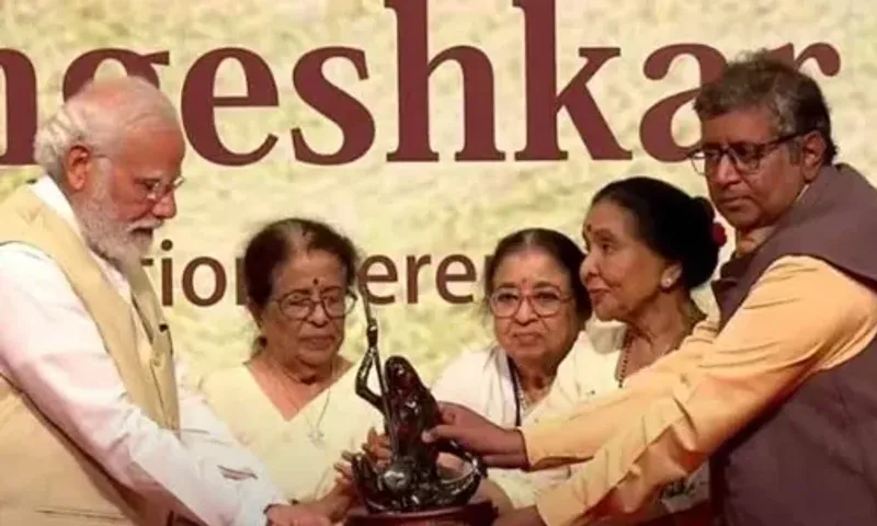 PM Modi receives first Lata Deenanath Mangeshkar Award in Mumbai
