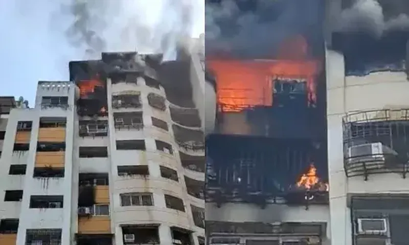 Fire breaks out on 10th floor of residential apartment building in Mumbai, 10 fire tenders on spot