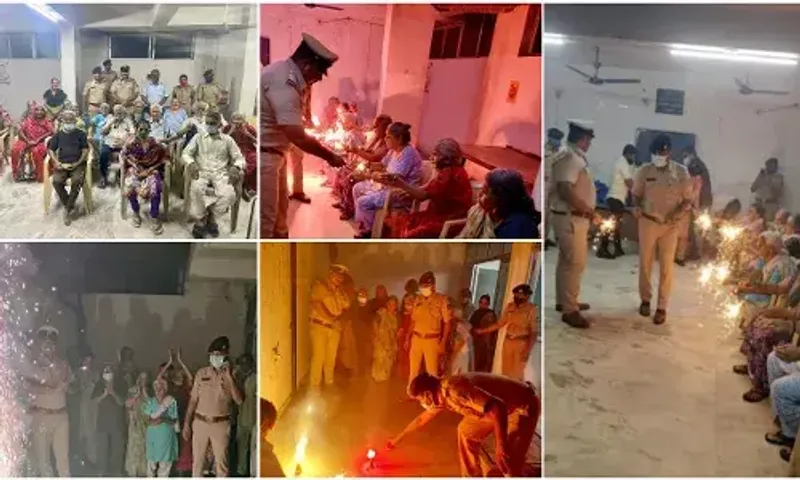 Vadodara police celebrates Diwali with old age people of Warasia old age home