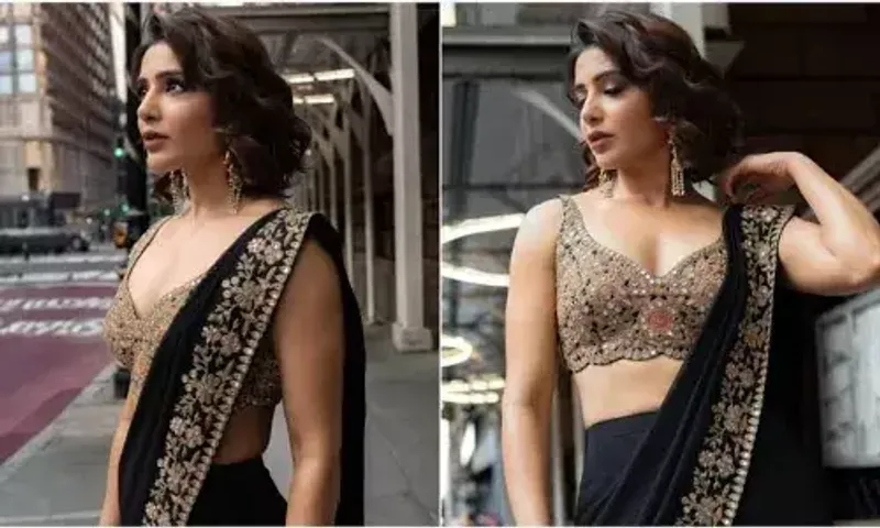 Samantha Ruth Prabhu takes over New York in an exquisite Arpita Mehta sari