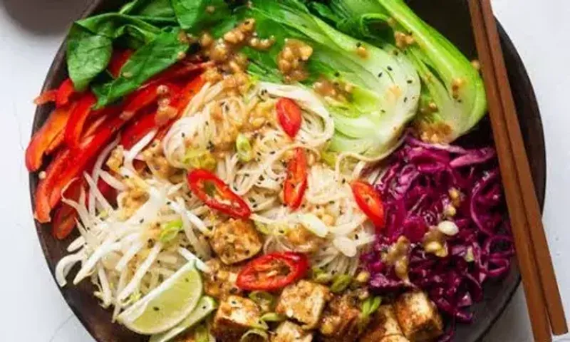 Thai Noodles Tofu Bowl Recipe