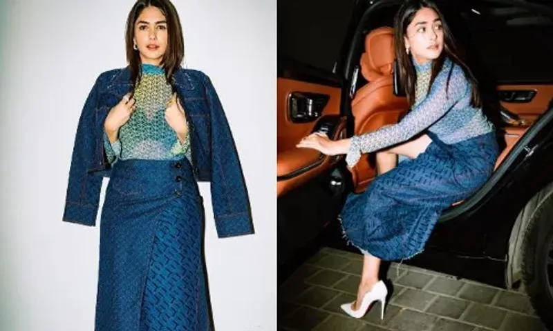 Mrunal Thakur makes a fashion statement in a stunning Rs. 38,000 denim skirt and jacket combo