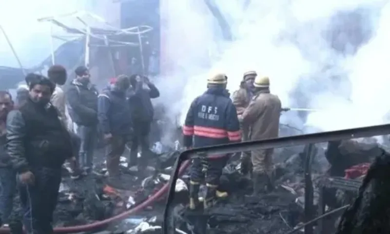 A fire broke out in Delhi's Lajpat Rai Market, burning 56 stores