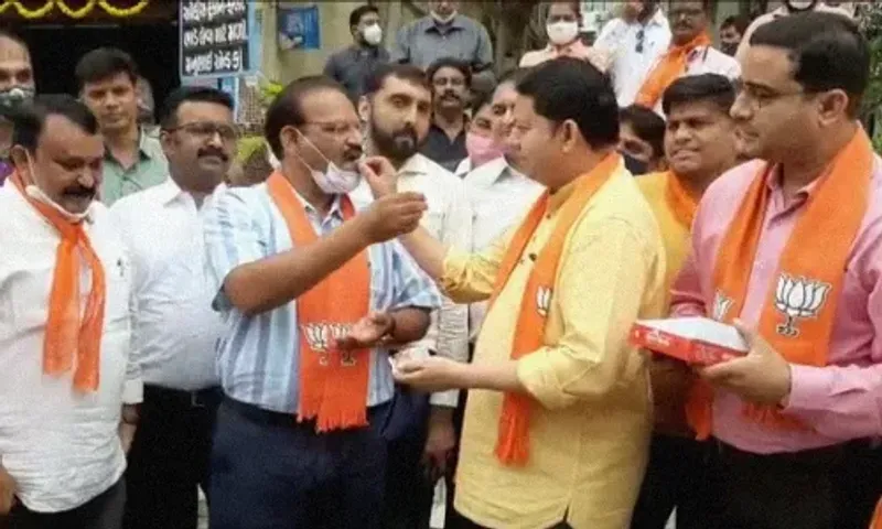 Vadodara BJP celebrate the selection of two MLA'S from city in CM Bhupendra Patel ministry