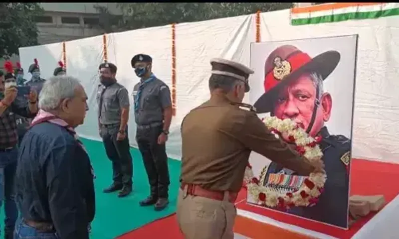 Uniformed Scout and NCC cadets gave heartfelt tribute to late CDS Bipin Rawat and soldiers martyred