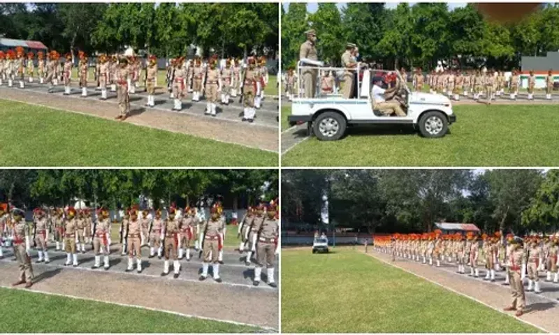 Final rehearsal for 75th Independence Day celebrations at the district level in Vadodara city