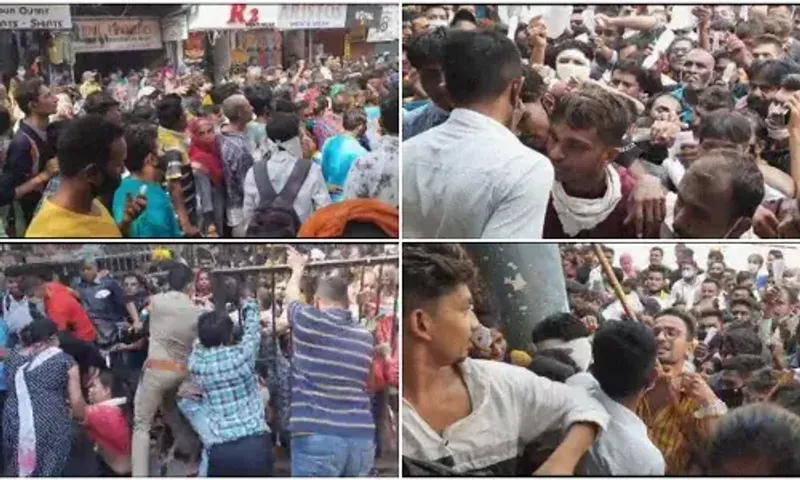Chaos outside office of Affordable Housing Scheme at Raopura Vadodara
