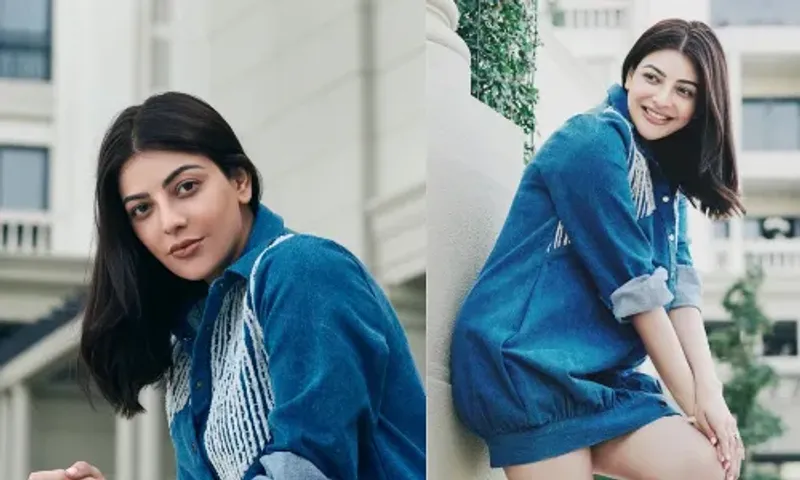 Pregnant Kajal Aggarwal slays maternity fashion in a 13k short denim dress.