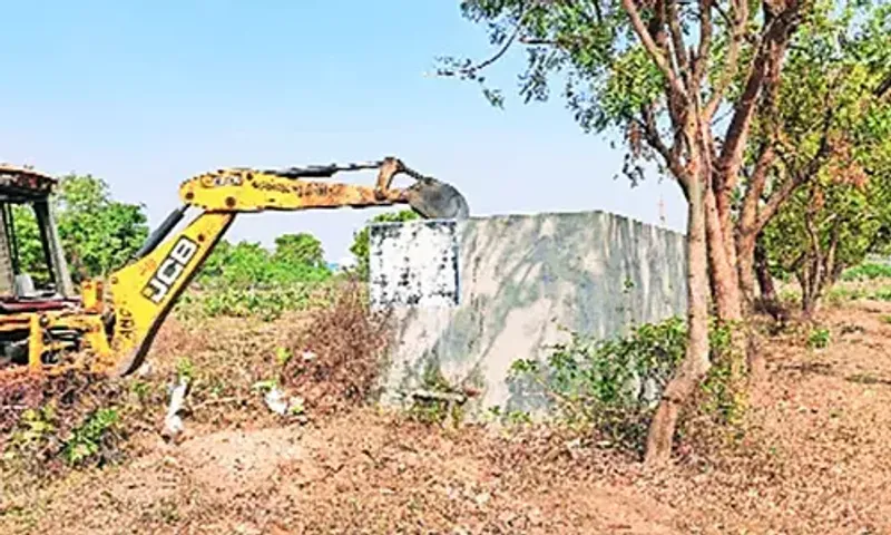 In an anti-encroachment drive of Ahmedabad, a newly constructed structure was demolished