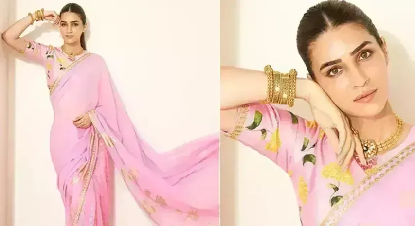 Kriti Sanon's Rs 18K Masaba Gupta saree with a floral blouse is a fresh take on festive fashion