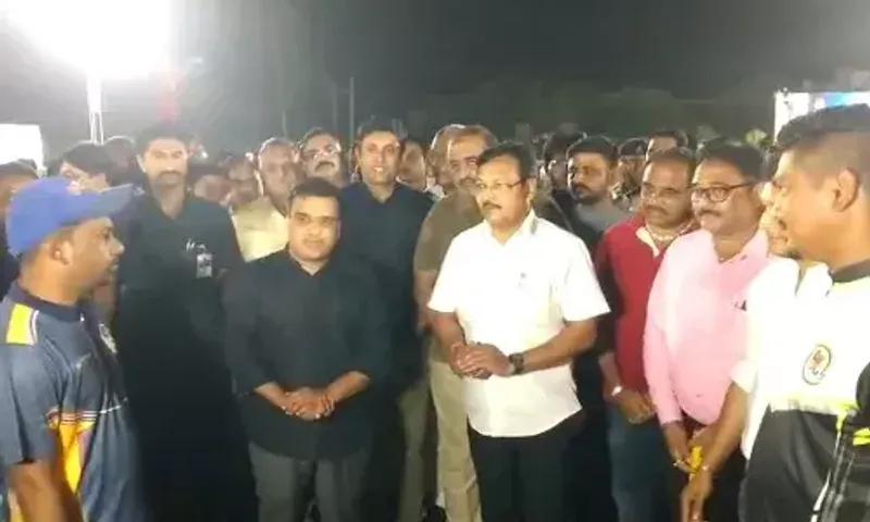 Ankleshwar: Home Minister of Gujarat Harsh Sanghvi attends the cricket tournament held at Kudadra village