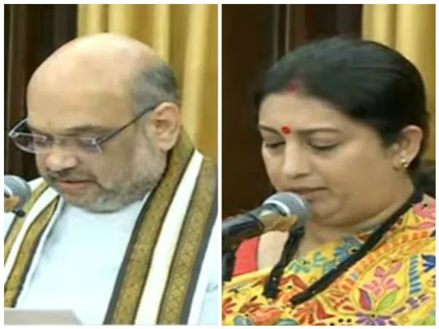 Shah, Irani take oath as Rajya Sabha members